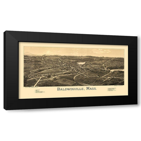 Baldwinville Massachusetts - Burleigh 1886  Black Modern Wood Framed Art Print with Double Matting by Burleigh