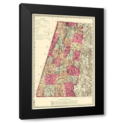 Berkshire Massachusetts - Walling 1871 Black Modern Wood Framed Art Print with Double Matting by Walling