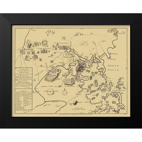 Boston Massachusetts - Hall 1775 Black Modern Wood Framed Art Print by Hall