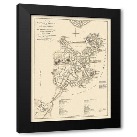 Boston Massachusetts - His Majestys Corps 1775 Black Modern Wood Framed Art Print with Double Matting by His Majestys Corps