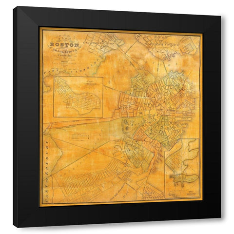 Boston, Charlestown, Cambridge Massachusetts Black Modern Wood Framed Art Print by Smith