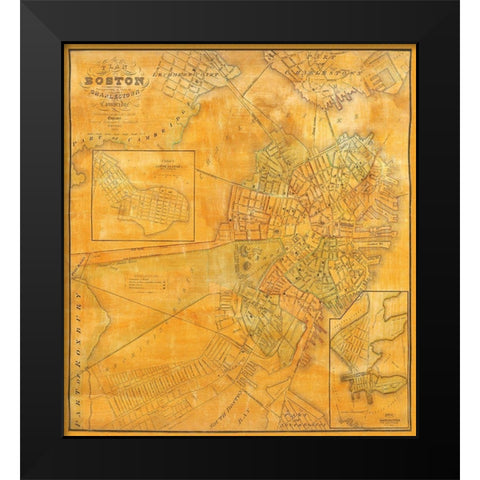 Boston, Charlestown, Cambridge Massachusetts Black Modern Wood Framed Art Print by Smith