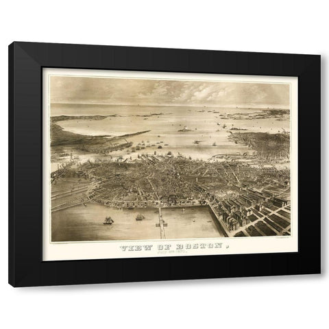 Boston Massachusetts - Fuchs 1870 Black Modern Wood Framed Art Print by Fuchs