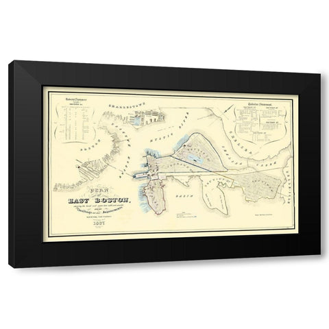 East Boston Massachusetts - Moore 1837 Black Modern Wood Framed Art Print with Double Matting by Moore