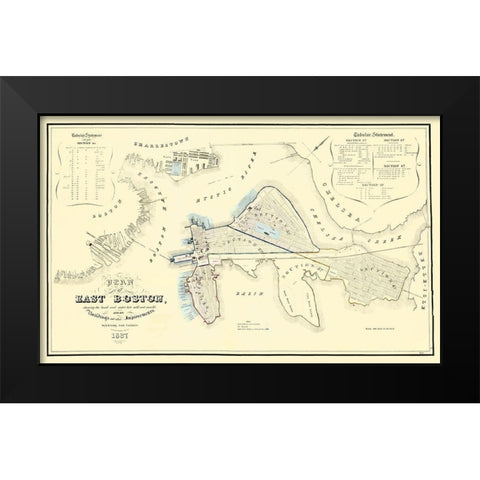 East Boston Massachusetts - Moore 1837 Black Modern Wood Framed Art Print by Moore