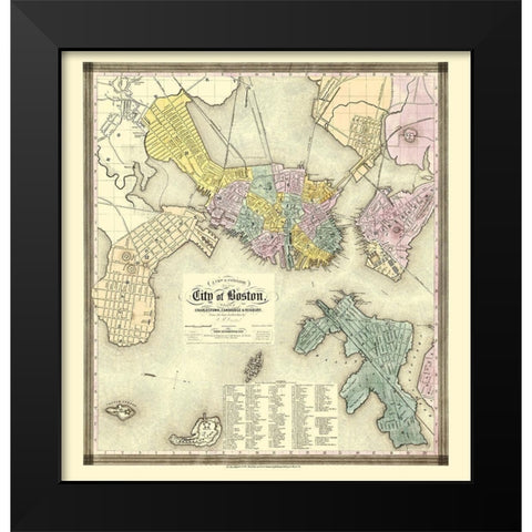 Boston Massachusetts - Dearborn 1839 Black Modern Wood Framed Art Print by Dearborn