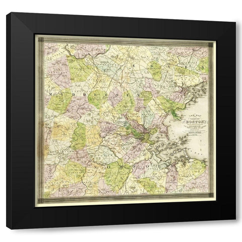 Boston Massachusetts - Dearborn 1841 Black Modern Wood Framed Art Print by Dearborn