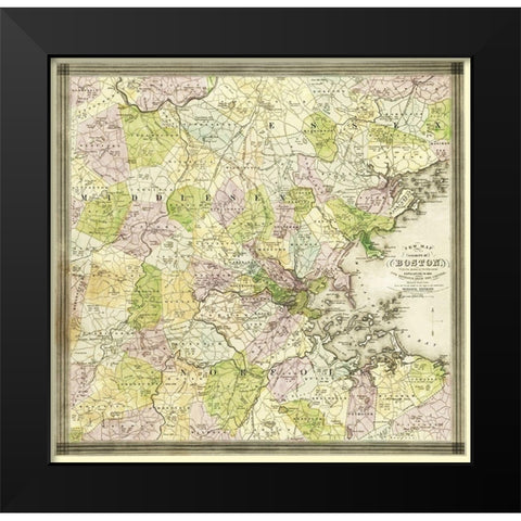 Boston Massachusetts - Dearborn 1841 Black Modern Wood Framed Art Print by Dearborn