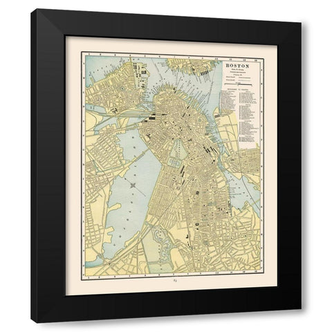 Boston  Massachusetts - Cram 1892 Black Modern Wood Framed Art Print by Cram