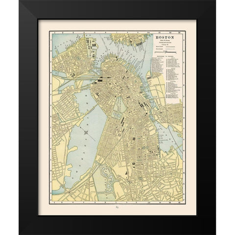 Boston  Massachusetts - Cram 1892 Black Modern Wood Framed Art Print by Cram