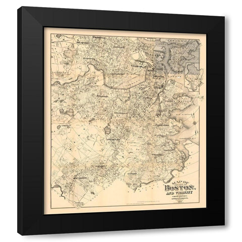 Boston Massachusetts - Murdock 1907 Black Modern Wood Framed Art Print by Murdock