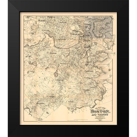 Boston Massachusetts - Murdock 1907 Black Modern Wood Framed Art Print by Murdock