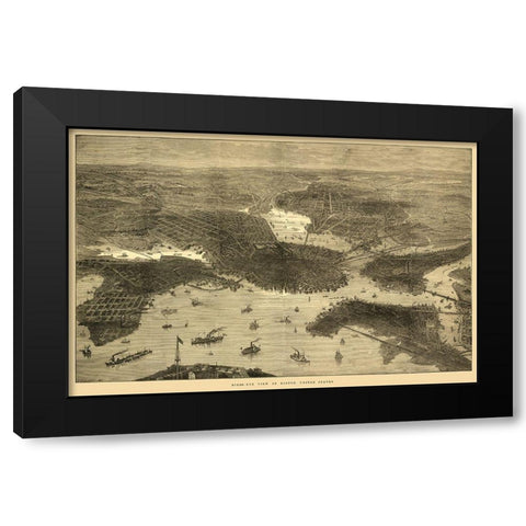 Boston Massachusetts - Sulman 1870  Black Modern Wood Framed Art Print with Double Matting by Sulman