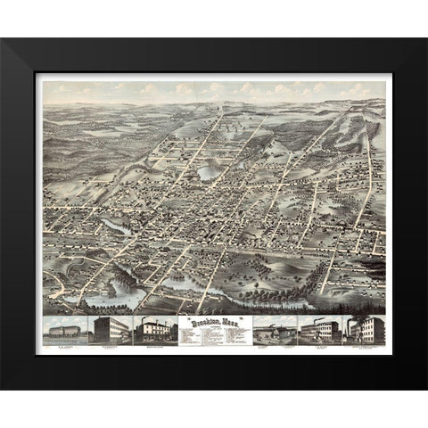 Brockton Massachusetts -1878 Black Modern Wood Framed Art Print by Unknown