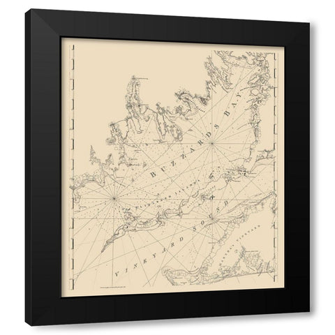 Buzzards Bay, Vineyard Sound - 1776 Black Modern Wood Framed Art Print by Unknown
