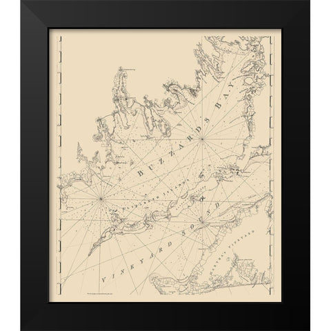 Buzzards Bay, Vineyard Sound - 1776 Black Modern Wood Framed Art Print by Unknown