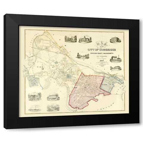 Cambridge Massachusetts - Friend 1854 Black Modern Wood Framed Art Print by Friend