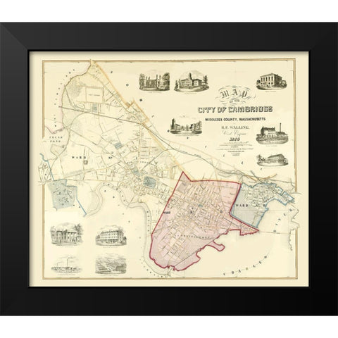 Cambridge Massachusetts - Friend 1854 Black Modern Wood Framed Art Print by Friend