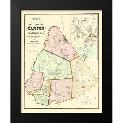 Canton Massachusetts - Kollners 1855 Black Modern Wood Framed Art Print by Kollners