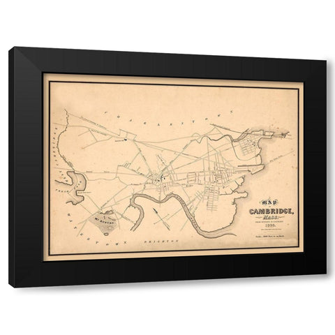 Cambridge Massachusetts - Hayward 1838 Black Modern Wood Framed Art Print by Hayward