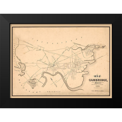 Cambridge Massachusetts - Hayward 1838 Black Modern Wood Framed Art Print by Hayward