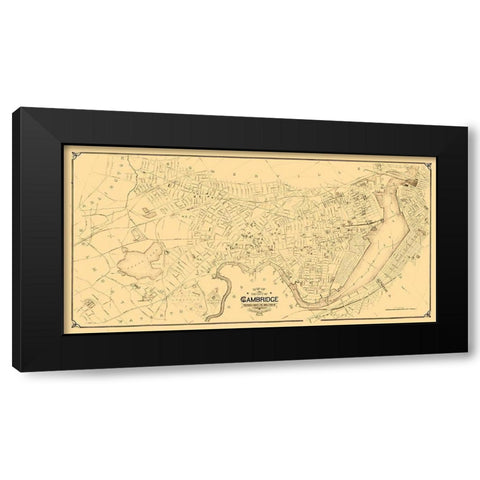 Cambridge Massachusetts - Hastings 1894  Black Modern Wood Framed Art Print by Hastings