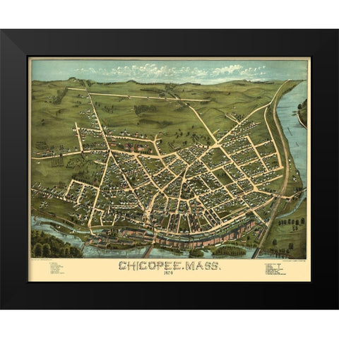Chicopee Massachusetts - Brimner 1878 Black Modern Wood Framed Art Print by Bremner