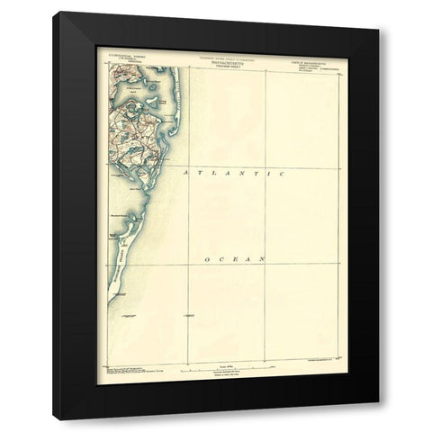 Chatham Massachusetts Sheet - USGS 1890 Black Modern Wood Framed Art Print with Double Matting by USGS