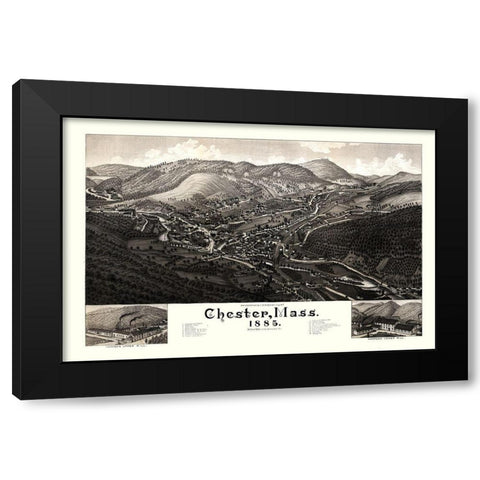 Chester Massachusetts - Burleigh 1885  Black Modern Wood Framed Art Print by Burleigh
