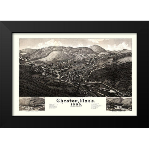 Chester Massachusetts - Burleigh 1885  Black Modern Wood Framed Art Print by Burleigh