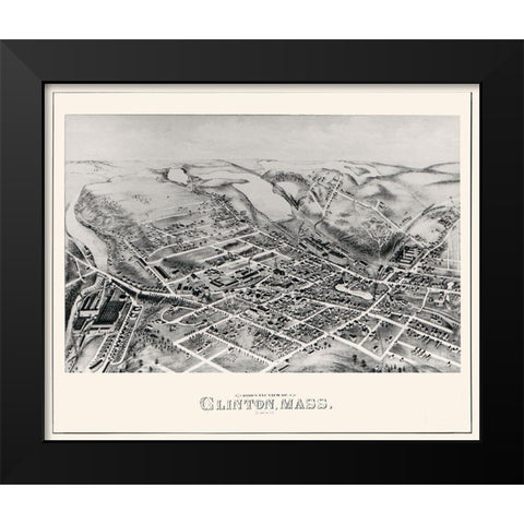 Clinton Massachusetts -1876 Black Modern Wood Framed Art Print by Unknown