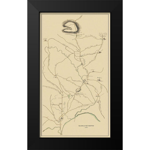 Road to Concord Massachusett - Browns 1775 Black Modern Wood Framed Art Print by Browne