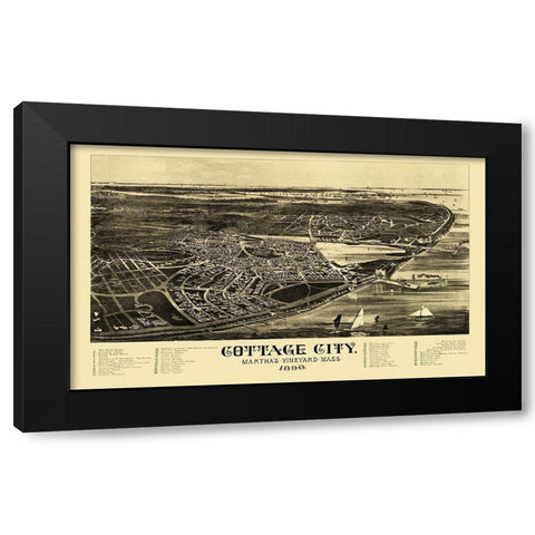 Cottage City Marthas Vinyard Massachusetts Black Modern Wood Framed Art Print by Welcke