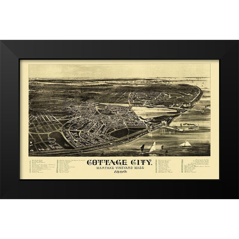 Cottage City Marthas Vinyard Massachusetts Black Modern Wood Framed Art Print by Welcke