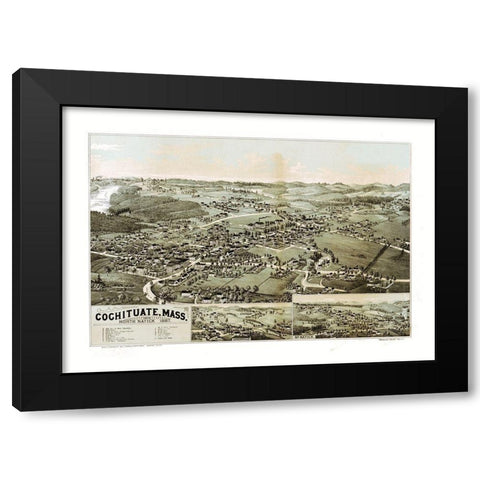 Cochituate Massachusetts - Norris 1887  Black Modern Wood Framed Art Print by Norris