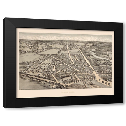 Dedham Massachusetts -1876 Black Modern Wood Framed Art Print by Unknown