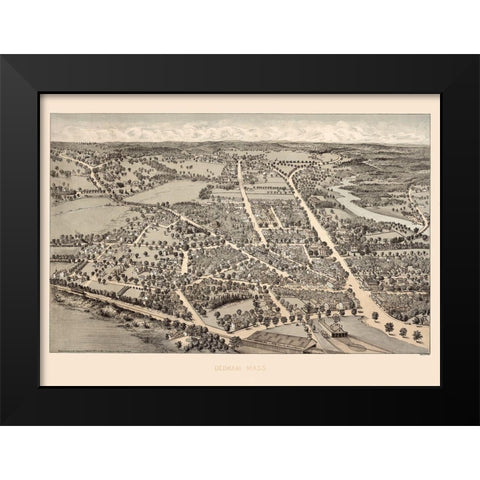 Dedham Massachusetts -1876 Black Modern Wood Framed Art Print by Unknown