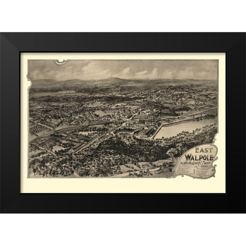 East Walpole Massachusetts - Poole 1898  Black Modern Wood Framed Art Print by Poole