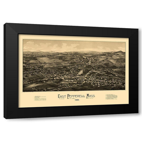 East Pepperell Massachusetts - Burleigh 1886  Black Modern Wood Framed Art Print by Burleigh