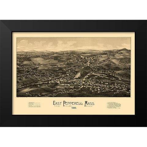 East Pepperell Massachusetts - Burleigh 1886  Black Modern Wood Framed Art Print by Burleigh