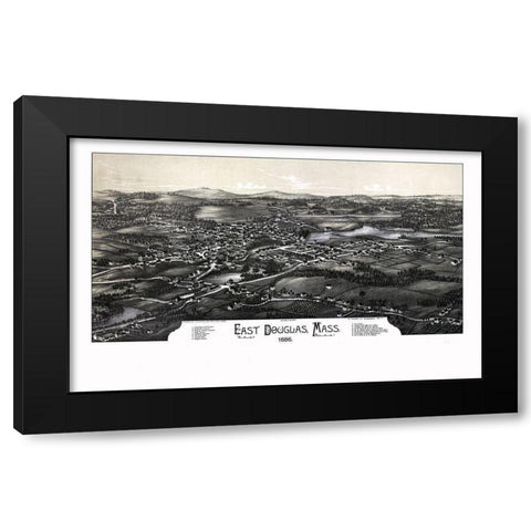 East Douglas Massachusetts - Burleigh 1886  Black Modern Wood Framed Art Print by Burleigh