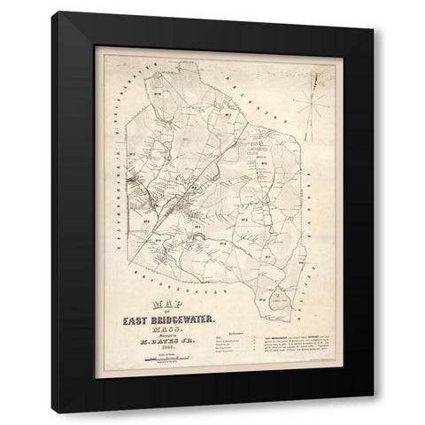 East Bridgewater Massachusetts - Bates 1848  Black Modern Wood Framed Art Print with Double Matting by Bates
