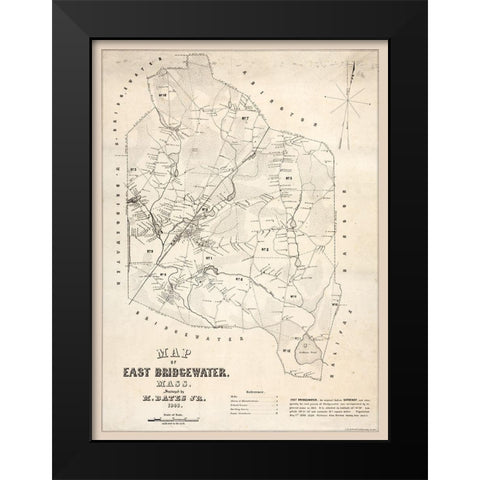 East Bridgewater Massachusetts - Bates 1848  Black Modern Wood Framed Art Print by Bates
