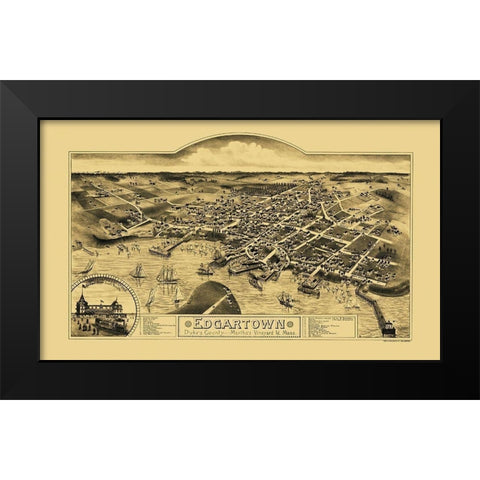 Edgartown Marthas Vinyard Massachusetts Black Modern Wood Framed Art Print by Walker