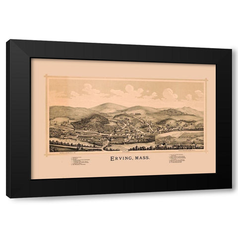 Erving Massachusetts - Burleigh 1891  Black Modern Wood Framed Art Print by Burleigh