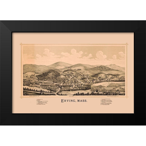 Erving Massachusetts - Burleigh 1891  Black Modern Wood Framed Art Print by Burleigh