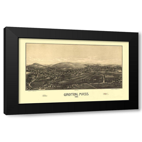 Groton Massachusetts - Burleigh 1886  Black Modern Wood Framed Art Print by Burleigh
