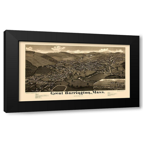 Great Barrington Massachusetts - Burleigh 1884  Black Modern Wood Framed Art Print with Double Matting by Burleigh