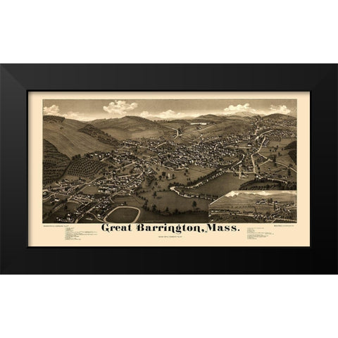 Great Barrington Massachusetts - Burleigh 1884  Black Modern Wood Framed Art Print by Burleigh
