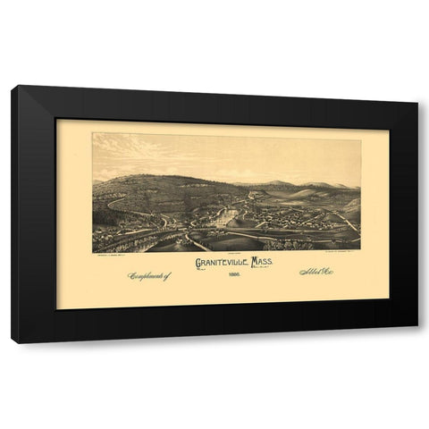 Graniteville Massachusetts - Burleigh 1886  Black Modern Wood Framed Art Print with Double Matting by Burleigh
